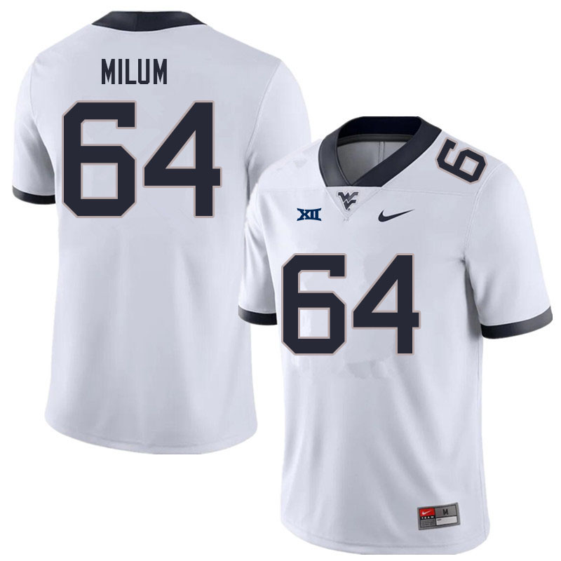 NCAA Men's Wyatt Milum West Virginia Mountaineers White #64 Nike Stitched Football College Authentic Jersey RZ23O28BZ